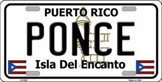 PONCE Puerto Rico Background Metal License Plate Sign Novelty Vanity