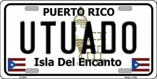 UTUADO Puerto Rico Background Metal License Plate Sign Novelty Vanity Craft Supply