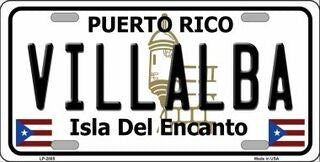VILLALBA Puerto Rico Background Metal License Plate Sign Novelty Vanity Craft Supply