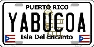 YABUCOA Puerto Rico Background Metal License Plate Sign Novelty Vanity Craft Supply