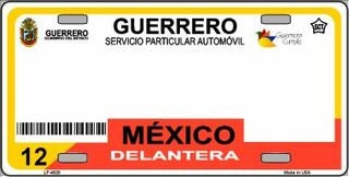 GUERRERO Mexico Background Metal License Plate Sign Novelty Vanity