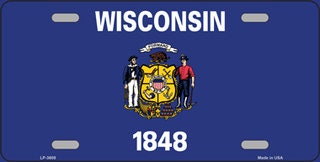 WISCONSIN State Flag Metal License Plate Sign Novelty Vanity