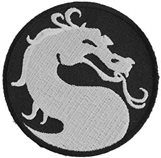 Dragon Breathing Fire Small Circular Embroidered Patch - Mystical Fantasy Craft Supply
