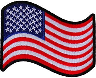 Waving American Flag Patch - Embroidered Iron on Patch - United States of America USA Flag Craft Supply