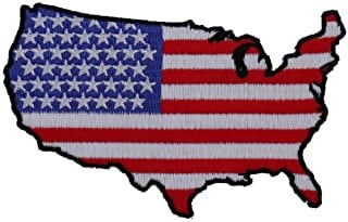 Unites States Map with US Flag - Embroidered Iron on Patch - United States of America USA Flag Craft Supply