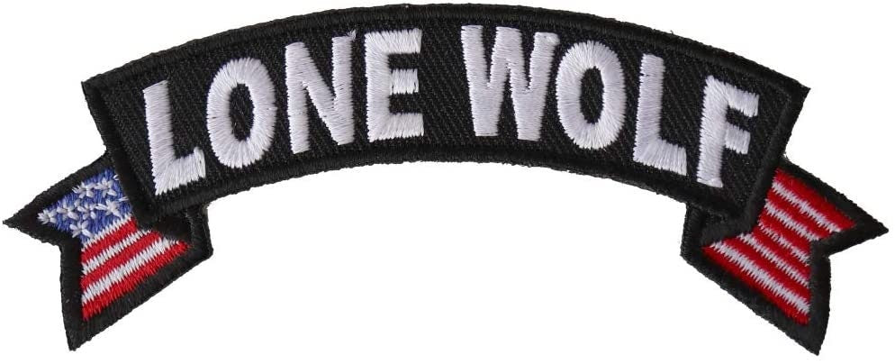 LONE WOLF Upper Rocker Patch - United States Flag Military Biker Motorcycle Embroidered Patch Craft Supply