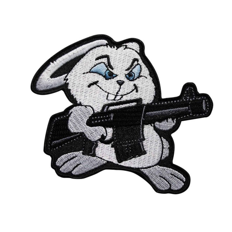Machine Gun Bunny Rabbit Patch - Funny Biker Motorcycle Patch Craft Supply