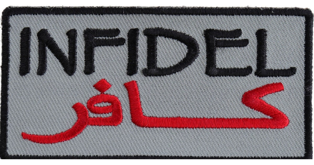 INFIDEL Over Desert Sand Patch - Military Arabic Infidel Embroidered Patch Craft Supply