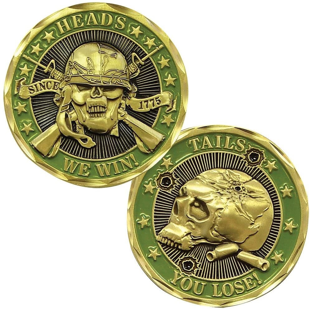 Army Heads We Win Tails You Lose Challenge Coin - United States Army Military Good Luck Double Sided Collectible Challenge Coin