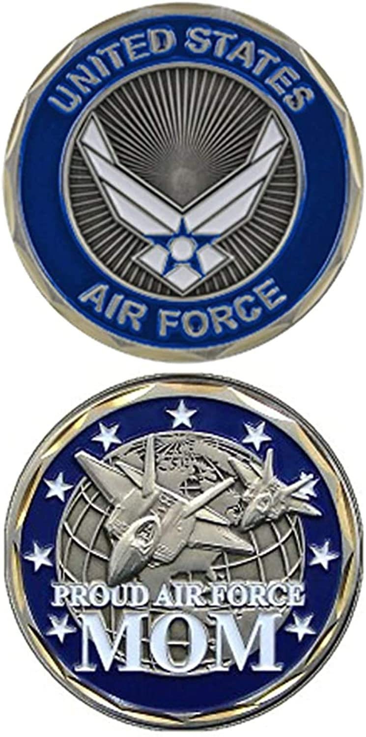 Proud Air Force Mom Challenge Coin - USAF Air Force United States Military Good Luck Double Sided Collectible Challenge Coin Craft Supply