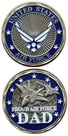 Proud Air Force Dad Challenge Coin - USAF Air Force United States Military Good Luck Double Sided Collectible Challenge Coin Craft Supply