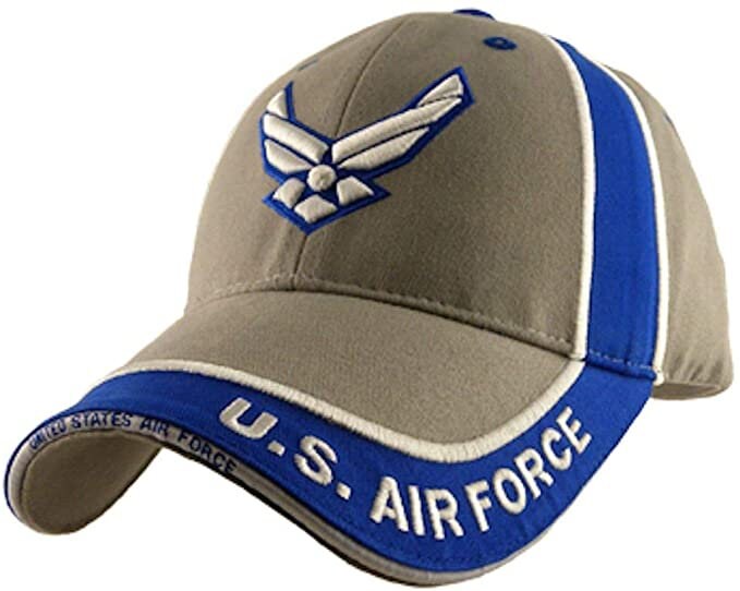 US Air Force Embroidered Cap Hat - United States Military USAF Gray/Blue Baseball Logo Craft Supply