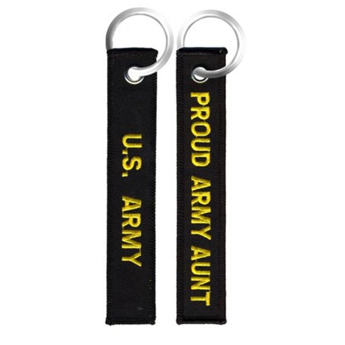 Proud Army Aunt Keychain - United States Army Black Embroidered Key Ring Keyfob US Army Proud Aunt Craft Supply
