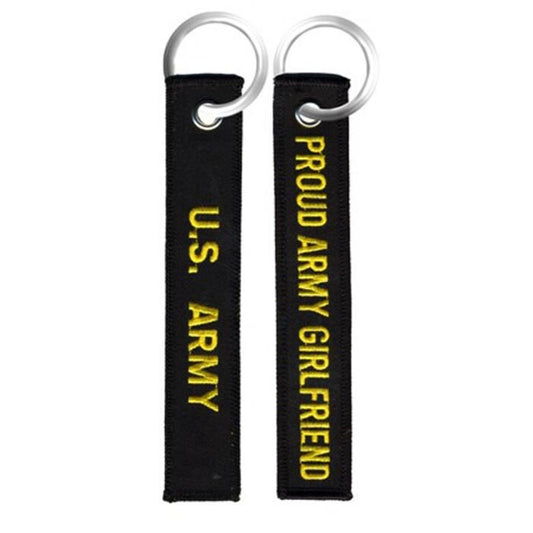 Proud Army Girlfriend Keychain - United States Army Black Embroidered Key Ring Keyfob US Army Proud Girlfriend Craft Supply