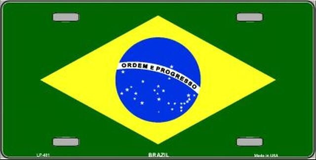 BRAZIL Flag Metal License Plate Sign Novelty Vanity Brazilian