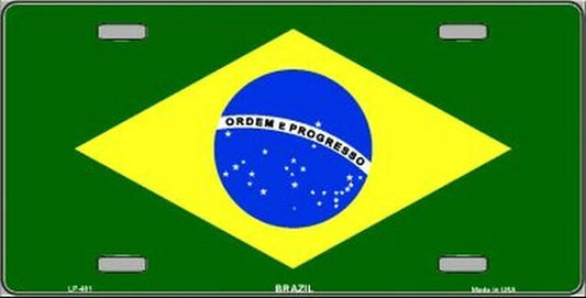 BRAZIL Flag Metal License Plate Sign Novelty Vanity Brazilian