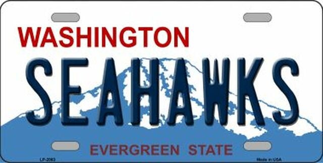 SEAHAWKS Washington State Background Metal License Plate Sign Novelty Vanity Football Craft Supply