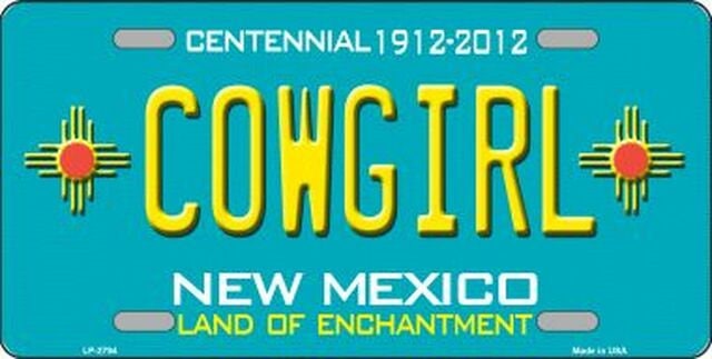 COWGIRL New Mexico State Background Metal License Plate Sign Novelty Vanity Craft Supply