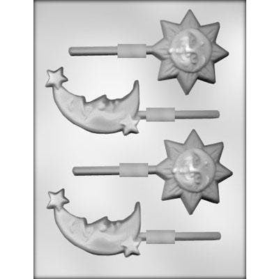 SUN MOON Sucker Chocolate Candy Mold -- Stars Space Sky Lolly Lollipop Craft Supply