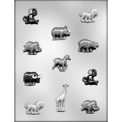 ZOO ANIMAL Assortment Pieces Chocolate Candy Mold -- Zebra Elephant Rhino Lion Animals