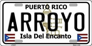ARROYO Puerto Rico Background Metal License Plate Sign Novelty Vanity Craft Supply