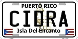 CIDRA Puerto Rico Background Metal License Plate Sign Novelty Vanity