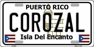 COROZAL Puerto Rico Background Metal License Plate Sign Novelty Vanity Craft Supply