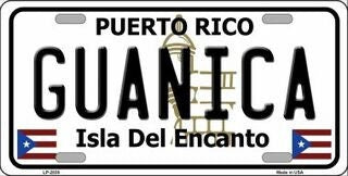 GUANICA Puerto Rico Background Metal License Plate Sign Novelty Vanity Craft Supply