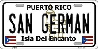 SAN GERMAN Puerto Rico Background Metal License Plate Sign Novelty Vanity