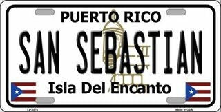 SAN SEBASTIAN Puerto Rico Background Metal License Plate Sign Novelty Vanity Craft Supply