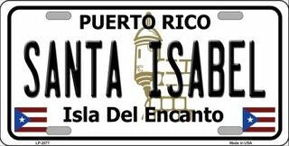 SANTA ISABEL Puerto Rico Background Metal License Plate Sign Novelty Vanity Craft Supply