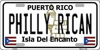 PHILLY RICAN Puerto Rico Background Metal License Plate Sign Novelty Vanity