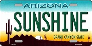 SUNSHINE ARIZONA State Background Metal License Plate Sign Novelty Vanity Craft Supply