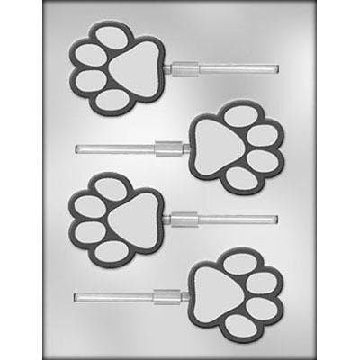 PAW PRINT Sucker Chocolate Candy Mold -- Dog Cat Pets Animals Lolly Lollipop