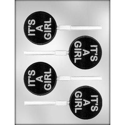 IT'S A GIRL Sucker Chocolate Candy Mold -- Baby Shower Girl Gift Lolly Lollipop Craft Supply
