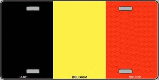 BELGIUM Flag Metal License Plate Sign Novelty Vanity Belgian