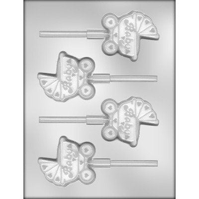 BUGGY Sucker Chocolate Candy Mold -- Baby Carriage Baby Shower Gender Reveal Party Boy Girl Lolly Lollipop Craft Supply