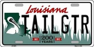 TAILGTR Louisiana State Background Metal License Plate Tailgator Craft Supply