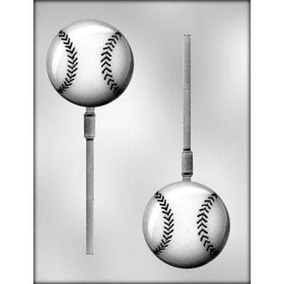 BASEBALL 3" Sucker Chocolate Candy Mold -- Baseball Ball Sports Batter Bat Lolly Lollipop