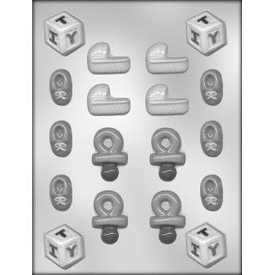 BABY SHOWER Assortment Chocolate Candy Mold -- Baby Shower Block Bootie Buggy Pacifier Craft Supply