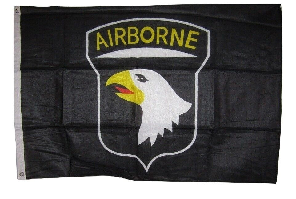 ARMY 101st Airborne Division Black 3x5 Polyester Flag - 3'x5' United States Army 101st Airborne Division Logo Craft Supply
