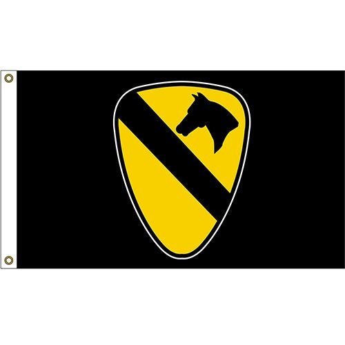 ARMY 1st Cavalry Division Black 3x5 Polyester Flag - 3'x5' United States Army First Cavalry Division Logo Craft Supply