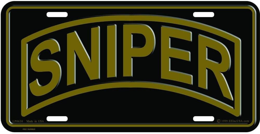 SNIPER Metal License Plate - United States Military Infantry Combat Sniper License Plate Craft Supply