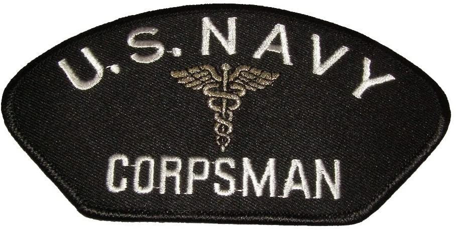 US NAVY CORPSMAN Caduceus Embroidered Patch Applique - United States Navy Hospital Corpsman Caduceus Military