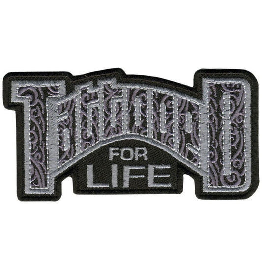 TATTOOED FOR LIFE Patch - Tattoo Biker Motorcycle Embroidered Patch Appliqué Craft Supply