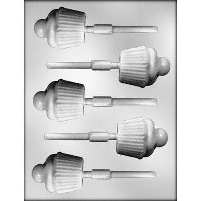 Cupcake with Cherry Sucker Chocolate Candy Mold -- Birthday Party Lolly Lollipop Craft Supply
