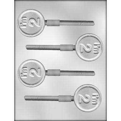 I'M 2 ROUND Sucker Chocolate Candy Mold -- Birthday Party TWO Year Old Lolly Lollipop Craft Supply