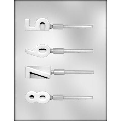 NUMBER 5-6-7-8 Sucker Chocolate Candy Mold -- Numbers Lolly Lollipop