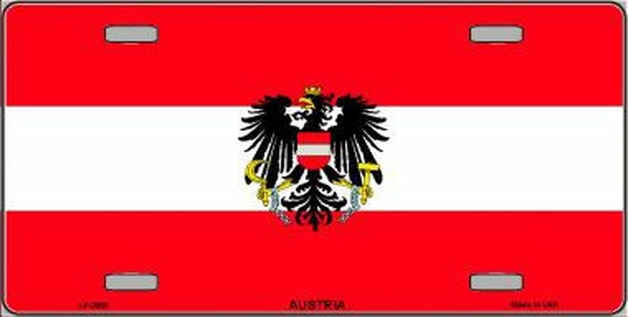 AUSTRIA Flag Metal License Plate Sign Novelty Vanity Austrian Craft Supply