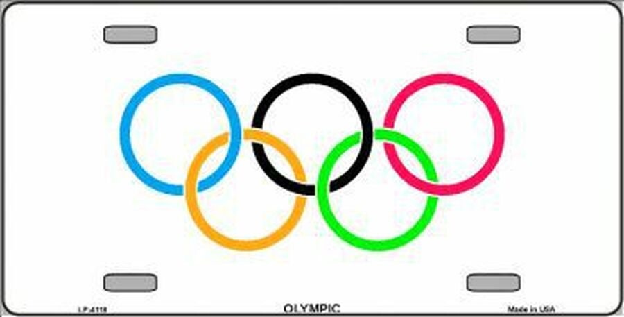 OLYMPIC Flag Metal License Plate Sign Novelty Vanity Olympics Rings